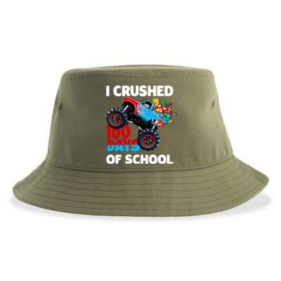 I Crushed 100 Days Of School Monster Truck Teacher Gift Sustainable Bucket Hat