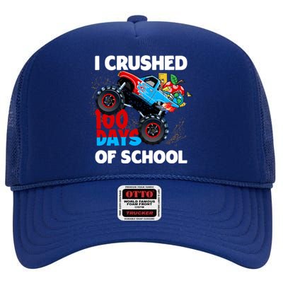 I Crushed 100 Days Of School Monster Truck Teacher Gift High Crown Mesh Back Trucker Hat