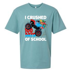 I Crushed 100 Days Of School Monster Truck Teacher Gift Sueded Cloud Jersey T-Shirt