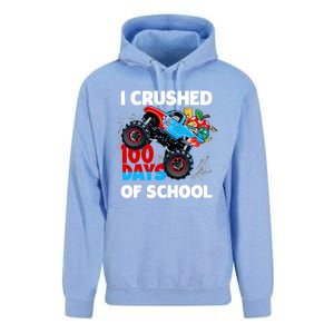 I Crushed 100 Days Of School Monster Truck Teacher Gift Unisex Surf Hoodie