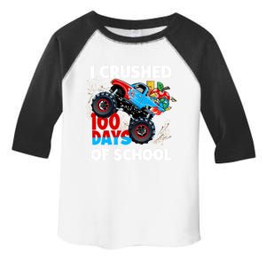 I Crushed 100 Days Of School Monster Truck Teacher Gift Toddler Fine Jersey T-Shirt