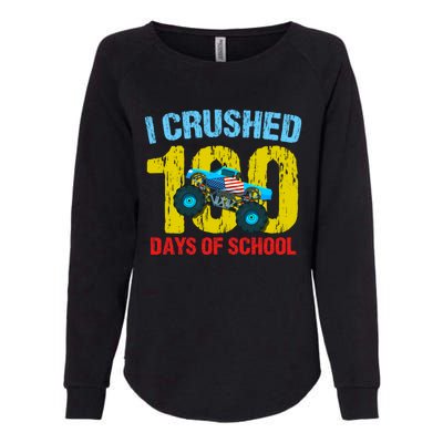 I Crushed 100 Days Of School Monster Truck Teacher Gift Womens California Wash Sweatshirt