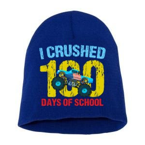 I Crushed 100 Days Of School Monster Truck Teacher Gift Short Acrylic Beanie