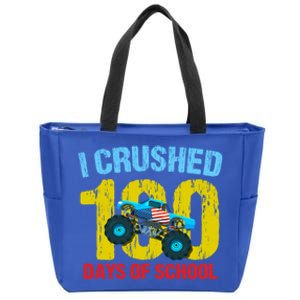 I Crushed 100 Days Of School Monster Truck Teacher Gift Zip Tote Bag