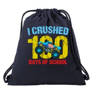 I Crushed 100 Days Of School Monster Truck Teacher Gift Drawstring Bag