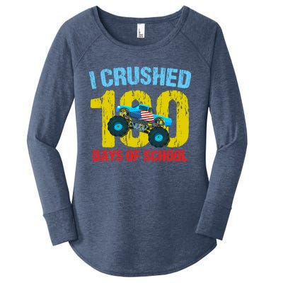 I Crushed 100 Days Of School Monster Truck Teacher Gift Women's Perfect Tri Tunic Long Sleeve Shirt