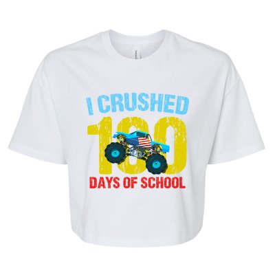 I Crushed 100 Days Of School Monster Truck Teacher Gift Bella+Canvas Jersey Crop Tee