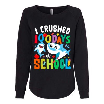 I Crushed 100 Days Of School Shark 100 Days Of School Shark Gift Womens California Wash Sweatshirt