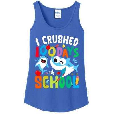 I Crushed 100 Days Of School Shark 100 Days Of School Shark Gift Ladies Essential Tank