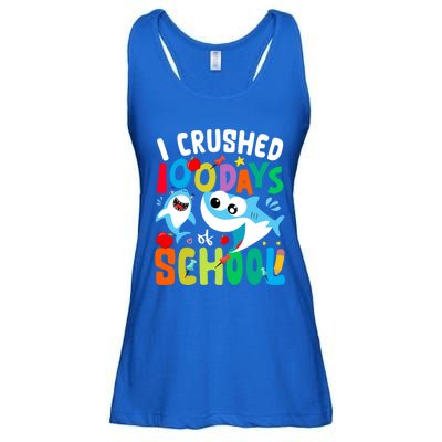 I Crushed 100 Days Of School Shark 100 Days Of School Shark Gift Ladies Essential Flowy Tank