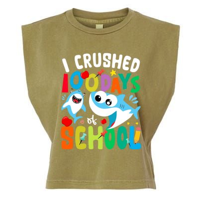 I Crushed 100 Days Of School Shark 100 Days Of School Shark Gift Garment-Dyed Women's Muscle Tee