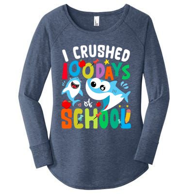 I Crushed 100 Days Of School Shark 100 Days Of School Shark Gift Women's Perfect Tri Tunic Long Sleeve Shirt