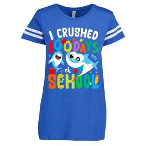 I Crushed 100 Days Of School Shark 100 Days Of School Shark Gift Enza Ladies Jersey Football T-Shirt