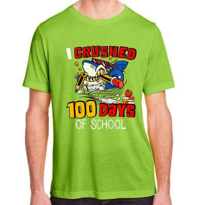 I Crushed 100 Days Of School Shark Crushing Happy 100th Day Gift Adult ChromaSoft Performance T-Shirt