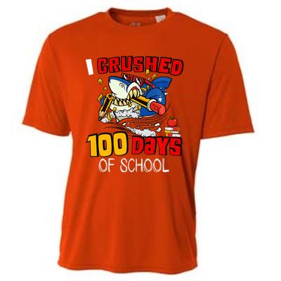 I Crushed 100 Days Of School Shark Crushing Happy 100th Day Gift Cooling Performance Crew T-Shirt