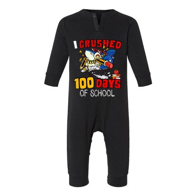 I Crushed 100 Days Of School Shark Crushing Happy 100th Day Gift Infant Fleece One Piece