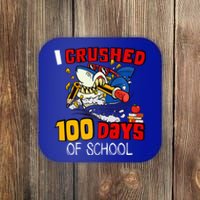 I Crushed 100 Days Of School Shark Crushing Happy 100th Day Gift Coaster