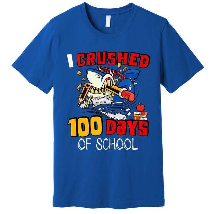 I Crushed 100 Days Of School Shark Crushing Happy 100th Day Gift Premium T-Shirt