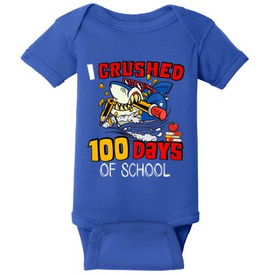 I Crushed 100 Days Of School Shark Crushing Happy 100th Day Gift Baby Bodysuit