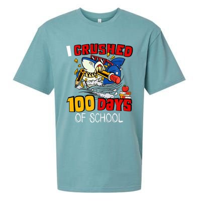 I Crushed 100 Days Of School Shark Crushing Happy 100th Day Gift Sueded Cloud Jersey T-Shirt