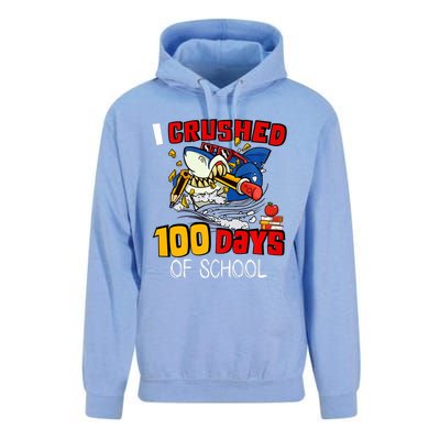 I Crushed 100 Days Of School Shark Crushing Happy 100th Day Gift Unisex Surf Hoodie