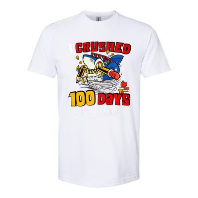 I Crushed 100 Days Of School Shark Crushing Happy 100th Day Gift Softstyle CVC T-Shirt