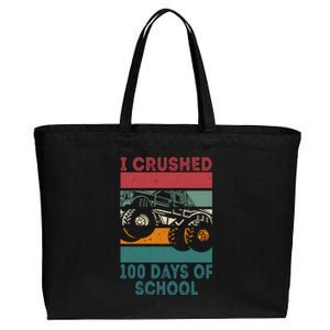 I Crushed 100 Days Of School Smarter Brighter Groovy Retro Meaningful Gift Cotton Canvas Jumbo Tote