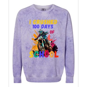 I Crushed 100 Days Of School Dirt Bike Colorblast Crewneck Sweatshirt