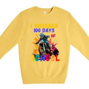 I Crushed 100 Days Of School Dirt Bike Premium Crewneck Sweatshirt