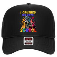 I Crushed 100 Days Of School Dirt Bike High Crown Mesh Back Trucker Hat