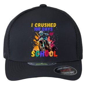 I Crushed 100 Days Of School Dirt Bike Flexfit Unipanel Trucker Cap