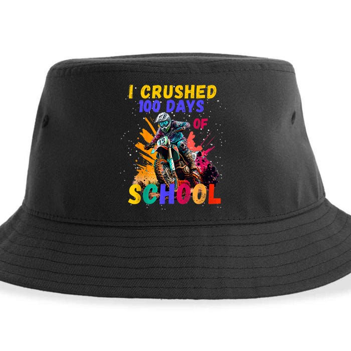 I Crushed 100 Days Of School Dirt Bike Sustainable Bucket Hat