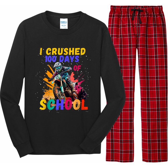 I Crushed 100 Days Of School Dirt Bike Long Sleeve Pajama Set