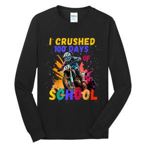 I Crushed 100 Days Of School Dirt Bike Tall Long Sleeve T-Shirt