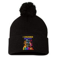 I Crushed 100 Days Of School Dirt Bike Pom Pom 12in Knit Beanie