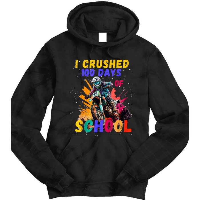 I Crushed 100 Days Of School Dirt Bike Tie Dye Hoodie