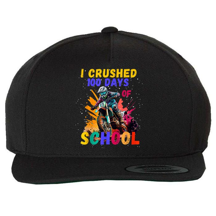 I Crushed 100 Days Of School Dirt Bike Wool Snapback Cap