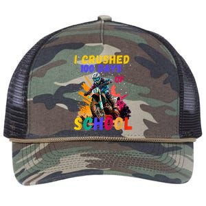 I Crushed 100 Days Of School Dirt Bike Retro Rope Trucker Hat Cap