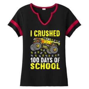 I Crushed 100 Days Of School Monster Truck Ladies Halftime Notch Neck Tee