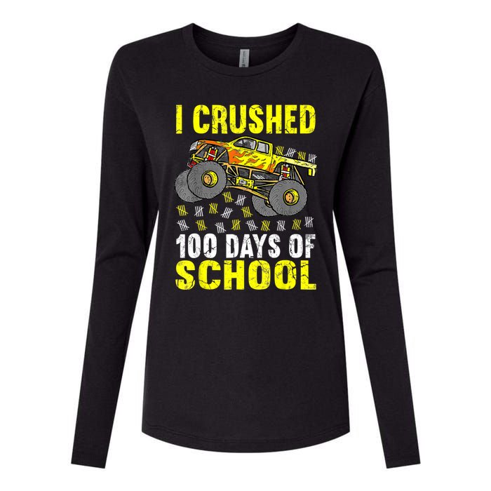 I Crushed 100 Days Of School Monster Truck Womens Cotton Relaxed Long Sleeve T-Shirt