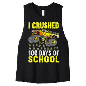 I Crushed 100 Days Of School Monster Truck Women's Racerback Cropped Tank