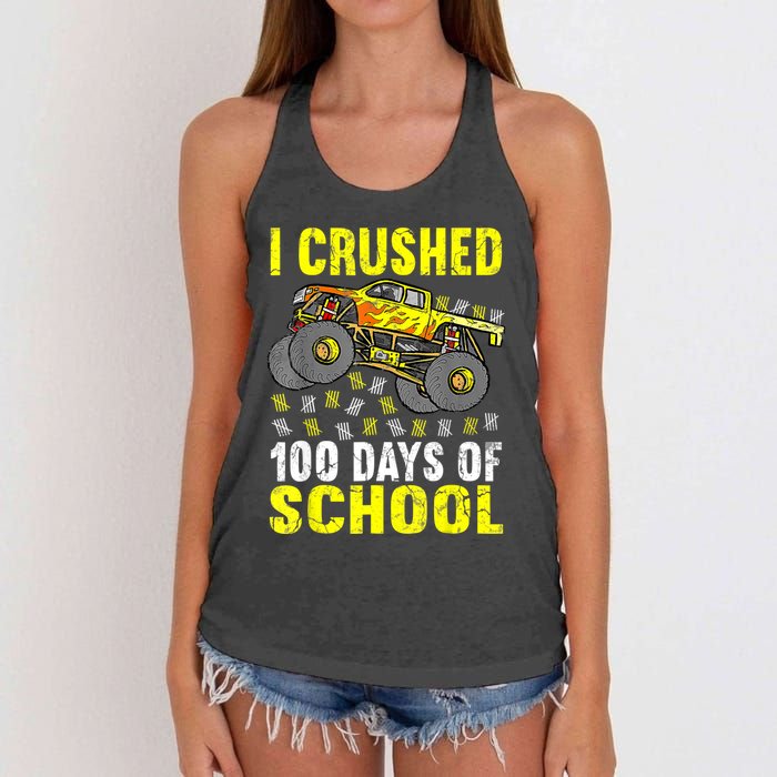 I Crushed 100 Days Of School Monster Truck Women's Knotted Racerback Tank