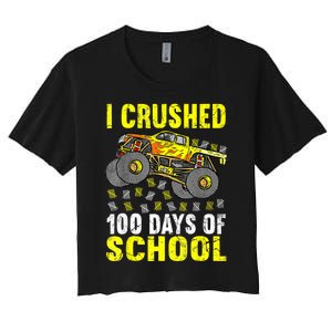 I Crushed 100 Days Of School Monster Truck Women's Crop Top Tee