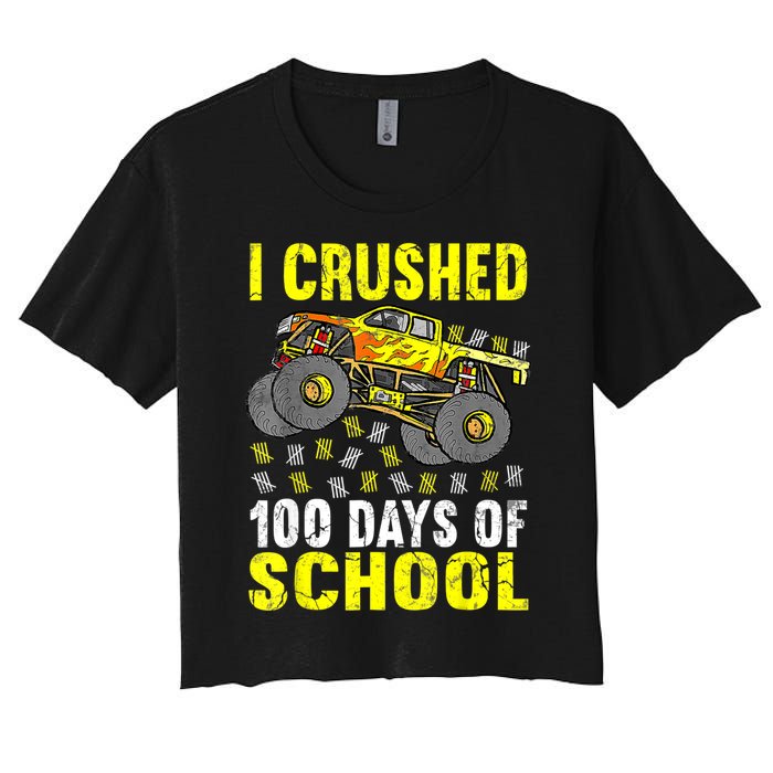 I Crushed 100 Days Of School Monster Truck Women's Crop Top Tee