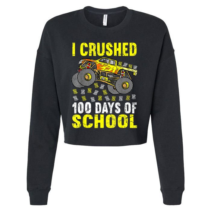 I Crushed 100 Days Of School Monster Truck Cropped Pullover Crew