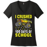 I Crushed 100 Days Of School Monster Truck Women's V-Neck T-Shirt