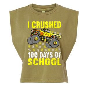 I Crushed 100 Days Of School Monster Truck Garment-Dyed Women's Muscle Tee