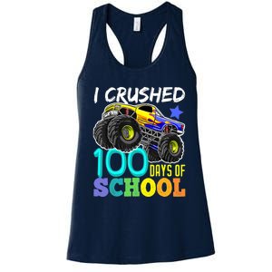 I Crushed 100 Days Of School Boys Monster Truck Women's Racerback Tank