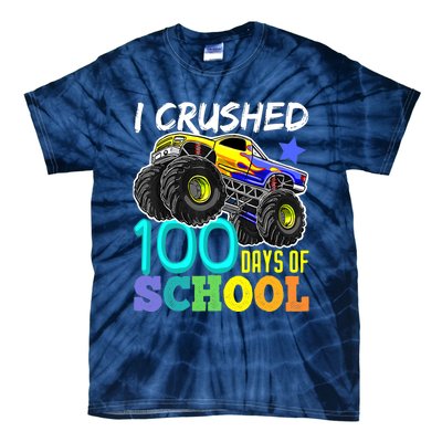 I Crushed 100 Days Of School Boys Monster Truck Tie-Dye T-Shirt