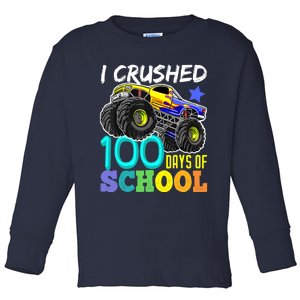 I Crushed 100 Days Of School Boys Monster Truck Toddler Long Sleeve Shirt